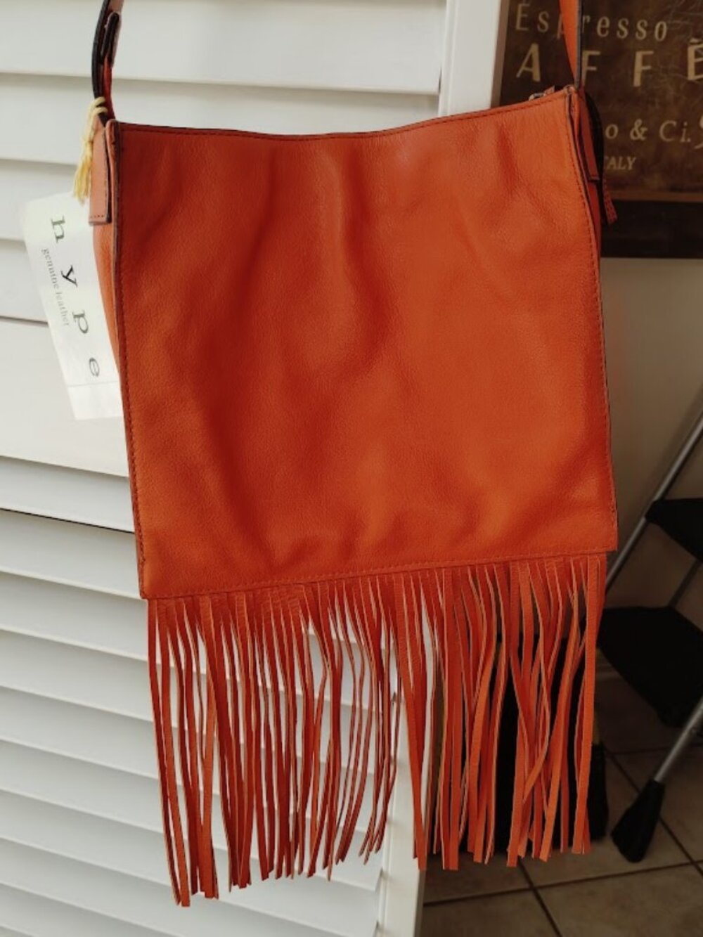 HYPE Orange Leather Studded Fringe Bag (NWT) - Picture 6 of 11